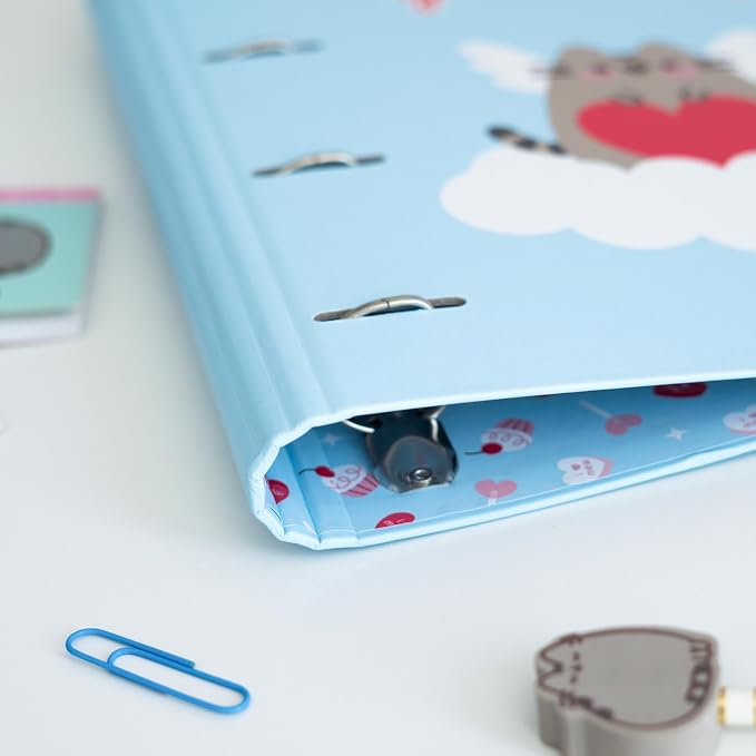 Grupo Erik Pusheen Cat 4 Ring Binder A4 - Kawaii Stationery Gifts, Merch | A4 Folder with Elastic closure, School Folders for Paperwork A4, Back to School Supplies | Pusheen Merchandise