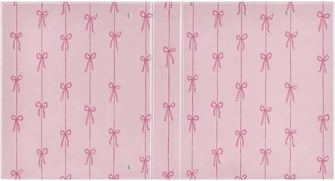 Aslsiy Ribbons Bow Coquette 3 Ring Binder 1.5 Inch Pink Round Clipboard Binder Decorative Harcover Binder Organizer for Office Supplies
