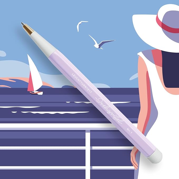 LEUCHTTURM1917 - Drehgriffel Writing Pen (Lilac) - Ballpoint Pen with Royal Blue Ink Included
