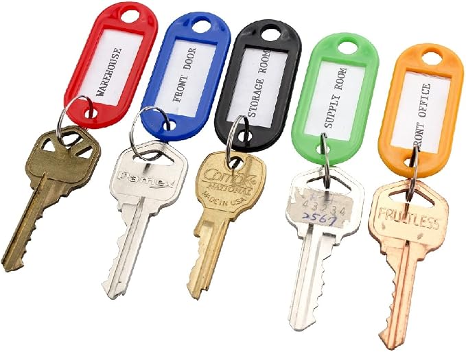 Barska Multi-Purpose Key Tags with Write-On Labels & Ring Holders - 100 Colored Tags