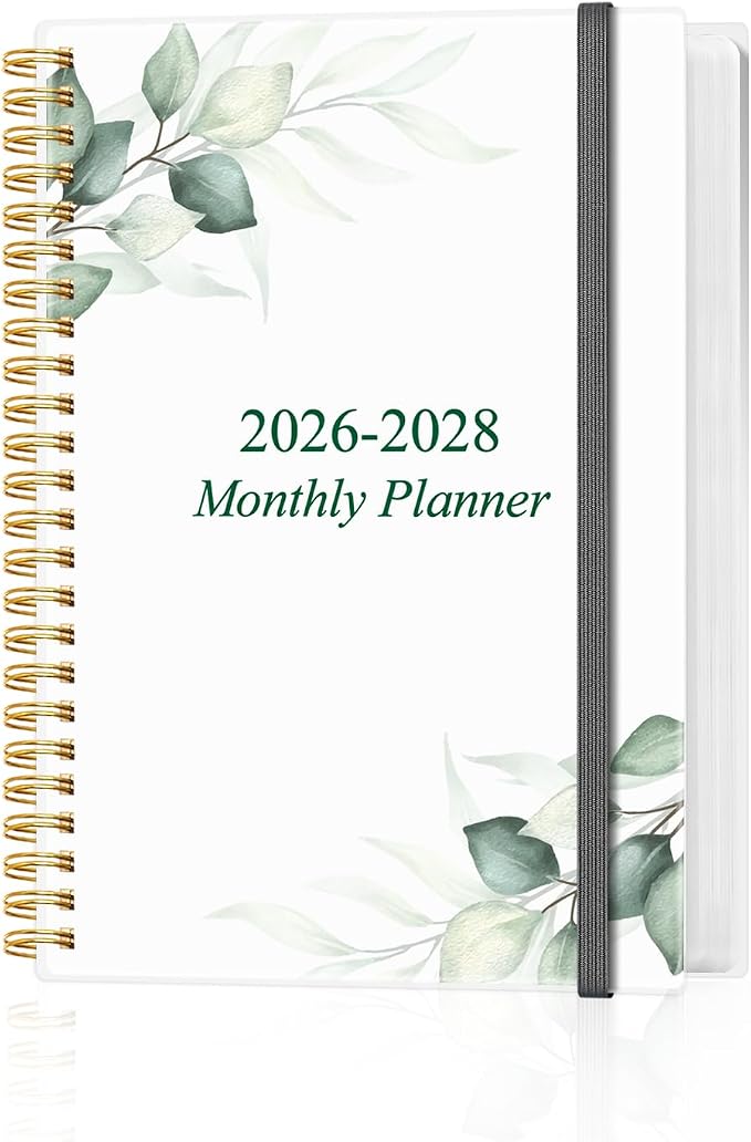 2026-2028 Monthly Planner - 36 Month PLanner Calendar from January 2026 to December 2028, 3 Year Planner 2026-2028 with Flexible Cover, Inner Pocket, Perfect for Home | School | Office, 5.8" x 8.5", Green Leaf