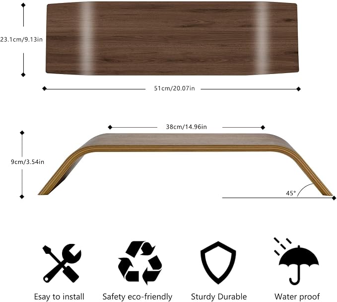 Wooden Computer Monitor Stand Save Space Desktop Riser for Computers LCD Monitors Laptop PC iMac Notebook Apple MacBook(Black Walnut)
