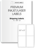 HOUSELABELS 4-up Shipping Labels (3-1/2" x 5") for Laser and Inkjet Printers, 800 Sheets