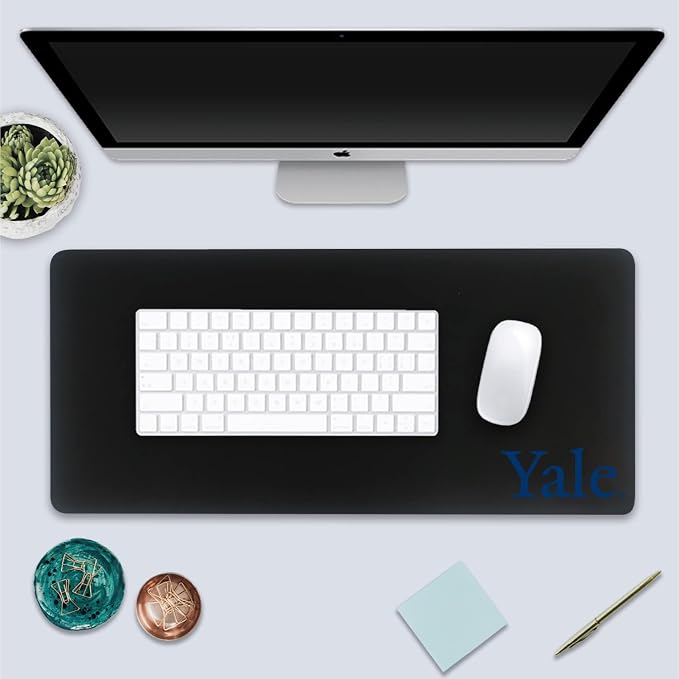 Yale University Classic Cloth Desk Mat, Durable Office Supplies, Non-Slip Base, Responsive Desk Pad with Smooth Cloth Surface, Black
