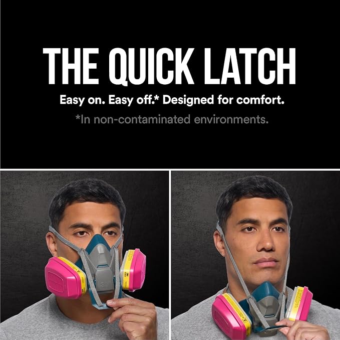 3M Multi-Purpose Quick Latch Reusable Respirator 65023QLH1-DC, OV/AG/P100, Mdm, 1-Fcpc, 1-pr of 60923 Crtrdg/Fltrs