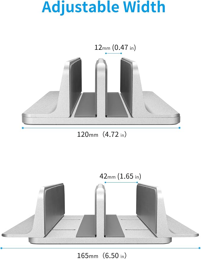 JARLINK Double Vertical Laptop Stand, Adjustable Aluminum Desk Dock, Black | Vertical Laptop Holder Fits up to 17.3" Notebooks, Space-saving Desktop Organizer for MacBook, Surface, Dell & Gaming Laptops