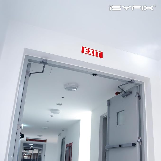 iSYFIX Exit Sign – 12 Pack 12x4 Inch – 100% Rust Free .040 Aluminum Signs, Laminated for Ultimate UV, Weather, Scratch, Water and Fade Resistance, Indoor and Outdoor, Exit Signs for Exterior.