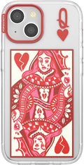 PopSockets iPhone 14 Plus Phone Case with MagSafe- Heart Queen | Magnetic, Wireless Charging, Camera & Drop Protection, Heart, Valentines, Red, Textured