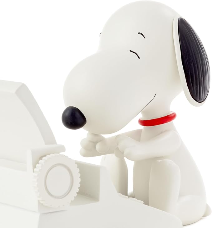 Hallmark Peanuts Snoopy Cell Phone Holder (Typewriter) Office Supplies | Resin Construction, Snoopy at Typewriter with Schulz Detail