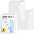Sooez 6 Pack Binder Folders Pockets with Staggered Closures, Letter Size | Clear Binder Pockets for 3 Ring Binder, Space-saving Binder Organizer Sleeves, Binder Divider with Pockets, for School Office