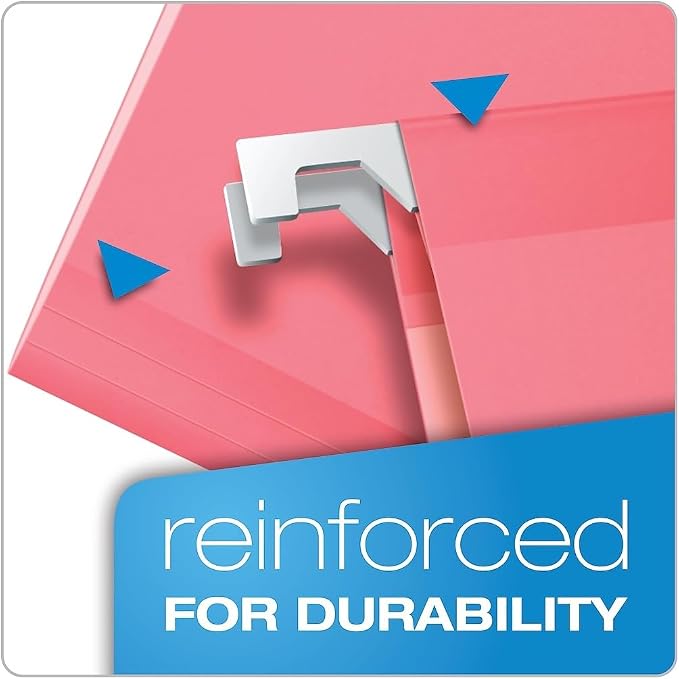 Pendaflex 04153 1/5 PIN Reinforced Hanging Folders, Legal Size, Pink, 1/5 Cut, 25/BX (4153)