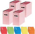Oterri File Organizer, 4 Packs Cardboard File Folder Organizer with 25 Hanging File Folders,Portable File Box with Handle