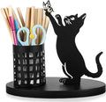 Tandefio Cat Pen Holder for Desk Cute Black Pencil Holder Metal Desk Accessories Organizer Makeup Brush Pen Cups for Back to School Stationery Office Home Decor Table Centerpiece Lover Gifts Women
