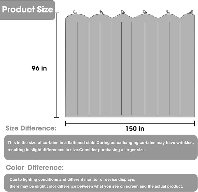 Cbsroro Room Divider Blackout Curtain Track Curtains Wall Dividers Panels Screen for Living Rooms Bedroom Office Privacy Partition Separation, W150 × L96 Inch,1 Panel, Grey