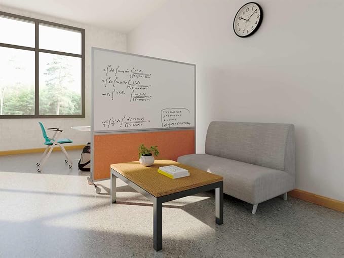 DivideWrite Mobile Whiteboard | Double Sided Dry Erase Board | Portable Office Cubicle Partition | Display for Classrooms, Conference Rooms, Meeting Areas and More | Mocha Fabric 4' Wide x 6' Tall