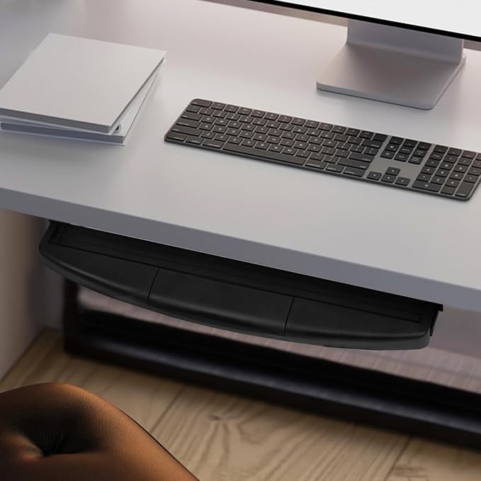 Under Desk Keyboard Tray Slide Out Drawer 20.86X10.03 Inch Office Desk Organizer Storage Platform Space Saving Keyboard Holder for Workspace
