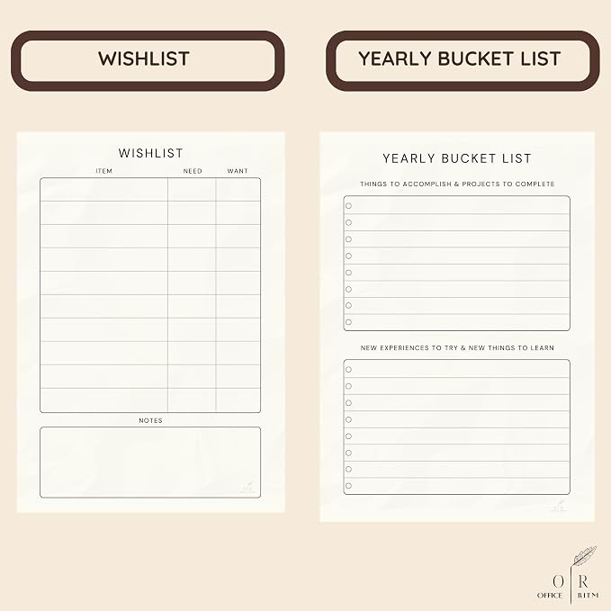 DAILY RITMO™ PU Checkered Leather A5 Six Ring Binder Planner Cover with 160 Pages of Daily To Do List 5.5" x8" | 6 Rings Updated Refillable Half Size Notebook Journal Photocard Budget Agenda