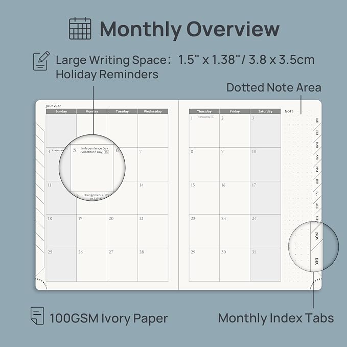 POPRUN 2027 Planner, 6.5" x 8.5", Daily Weekly and Monthly Appointment Book