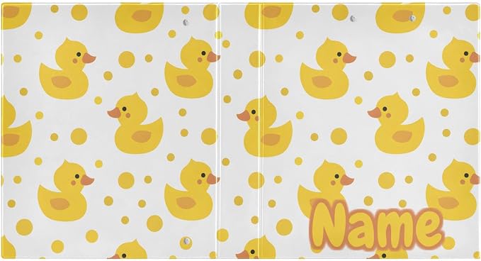 Custom 3 Ring Binder Cute Yellow Ducks 1.5" Round Ring Binders Personalized Name View Binder with 200 Sheet for Kids School Supplies Women Men Office, 1 Pack