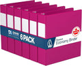 Premium Economy 3-Ring Binder, Spine Label, 2" D Rings, 6 Pack | Heavy-duty binder, fits 8.5" x 11" paper, pink, customizable spine, made in Canada, ideal for school or office use