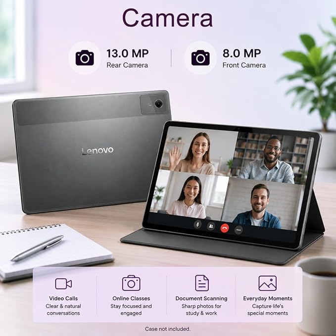 Lenovo Idea Tab Plus AI Tablet, 12" 3K QHD+, Tab Pen Plus, 8GB RAM, 256GB | (128GB+128GB SD Card), 8-Core MediaTek, Touchscreen,13-Hr Long Battery Life, Lightweight, for Student & Gaming, Android OS