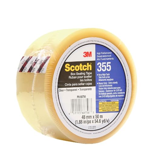 3M Scotch Box Sealing Tape 355, Clear, 48 mm x 50 m, 1 Roll