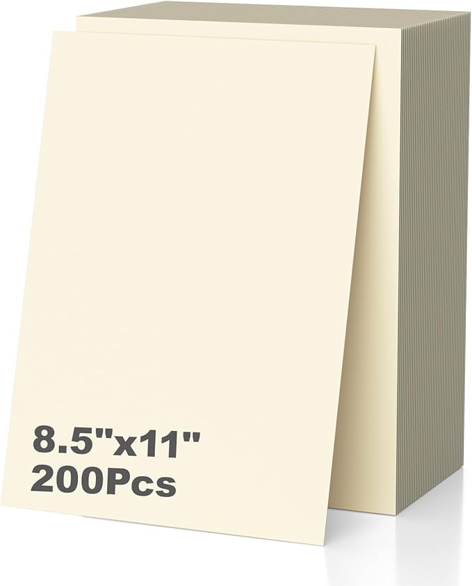 200 Sheets of Cardstock 8.5 x 11, Heavyweight Cover Cream Cardstock Printer Paper 8.5 x 11, 190 gsm Ivory Card Stock Paper for Wedding Invitations, Elegant Stationery, Scrapbooking & DIY Crafts