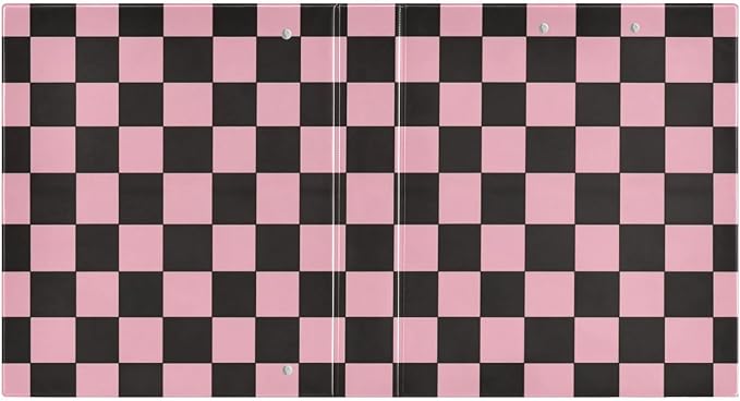 Black Pink Checkerboard 3 Ring Binders 1.5 Inch Clear View Three Ring Binders Versatile Binder for Work School Office Supply 1 Pack