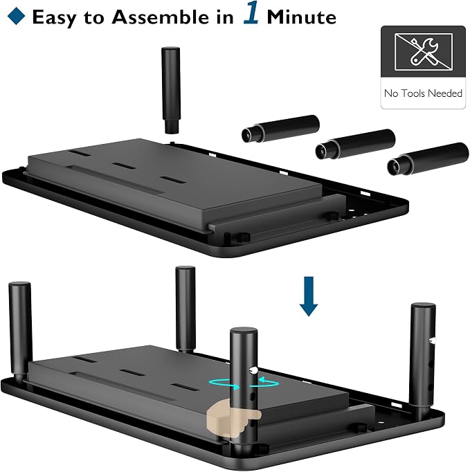 BONTEC 1 Pack Adjustable Monitor Stand Riser with Drawer, Supports 44lbs | Ergonomic Mesh Platform for Desk, Ventilated Laptop and PC Use with Cable Management for a Cooler, Organized Workspace