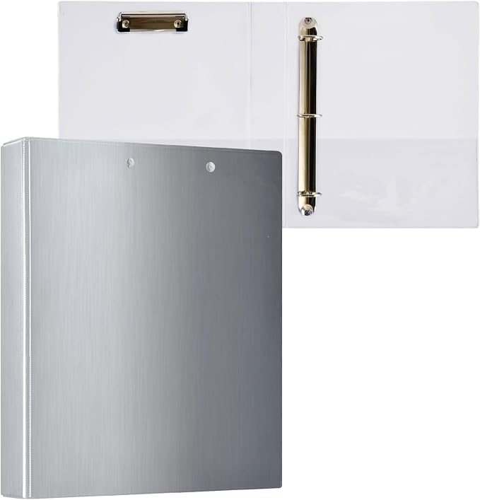 3-Rings Notebook Binders 1.5 in Binder with Pockets 1/2 Pack School Supply 200 Sheets Silver Metallic Gradient Scratches Titan Steel