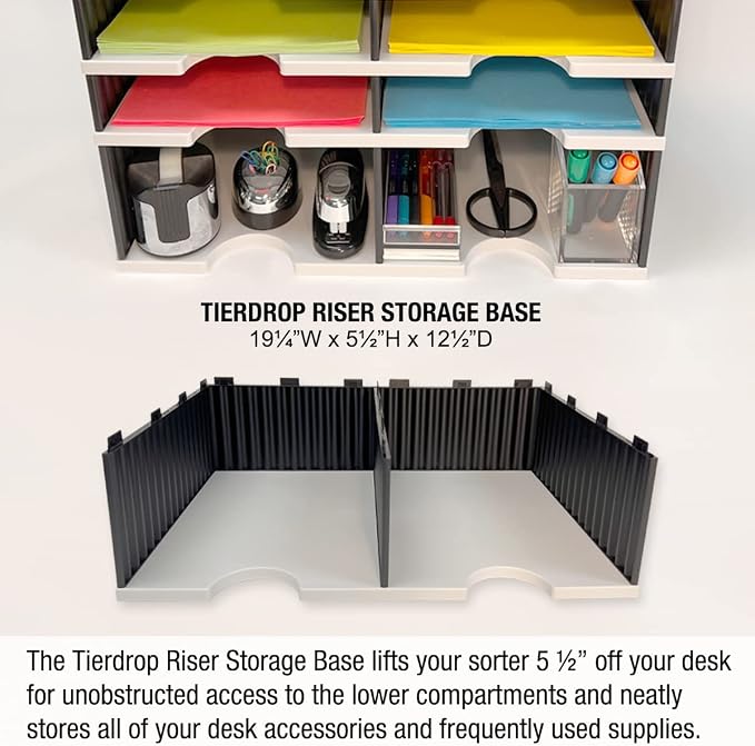 Ultimate Office TierDrop Desktop Organizer, 6 Compartment with Riser Base | Riser base lifts compartments for easy access to lower slots and stores supplies underneath; sorts mail, forms, paperwork