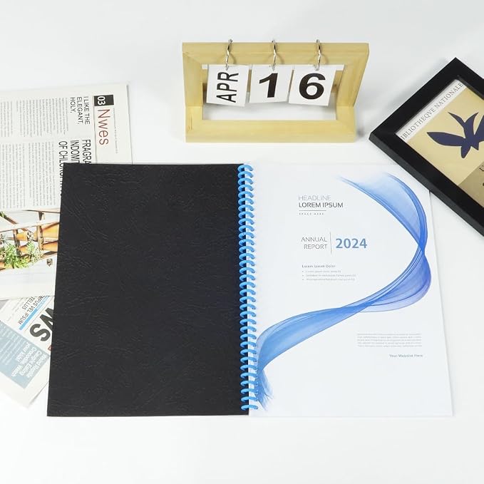 RAYSON 8.5" x 11" Black Leather Texture Binding Covers, 12 Mil Thick, 230gsm Paper, Un-Punched, Letter Size, 100 Pack