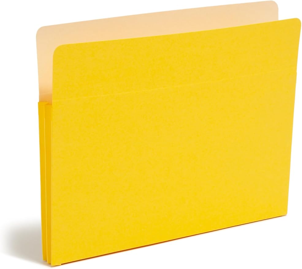 Smead File Pocket, Straight-Cut Tab, 1-3/4" Expansion, Letter Size, Yellow, 25 per Box (73223)