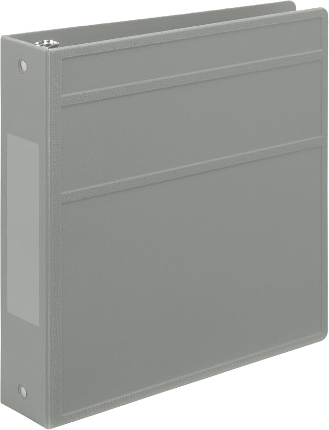 Carstens 2-Inch Heavy Duty 3-Ring Binder - Side Opening, Ash Gray, Durable Plastic, Precision No-Gap Rings, Waterproof Cover, No Pockets, Holds 300 Letter-Sized Sheets, BPA-Free, Made in USA (2822-3R)