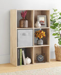 Whitmor 6 Cube Bookcase Storage Organizer, 3 Tier Stackable MDF Bookshelf, Open Storage Display Shelf, Storage Cabinet for Living Room, Bedroom, Home, Office, 23.9" L x 11.7" W x 35.5" H, Sonoma Oak