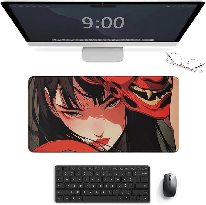 Large Mouse Pad Gaming Mousepad Japanese Female Samurai Anime Girl Cool Desk Mat Big Mousepad Extended Keyboard Computer Pad Office Desk Organizers and Accessories 30x60cm, Style