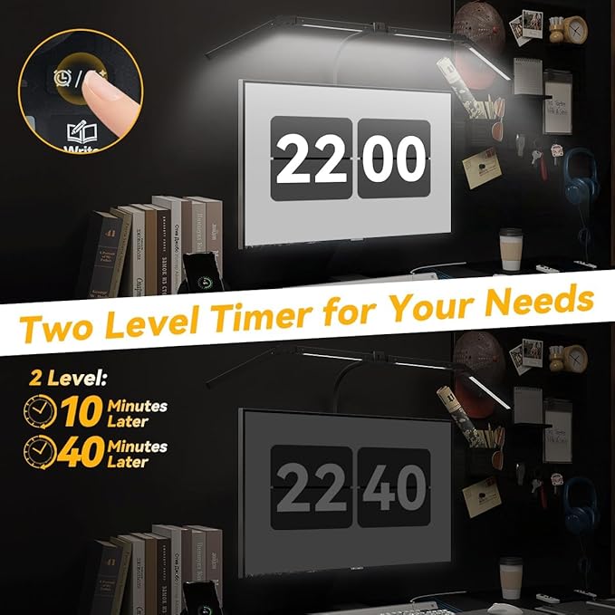 Adjustable LED Desk Lamp with Clamp, 4-Head Eye-Caring CRI95+ Desk Light, Stepless Dimming & Color Temp Remote Control, Flexible Neck, 5-Mode for Reading, Computer, Crafting, 90" Wide Desk Coverage