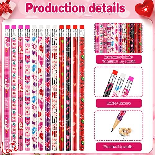 Zuazaor 500 Pieces Valentine Pencils with Erasers In Bulk Kids Student Heart Woden Pencils for Office School Supplies (Valentine's Day)