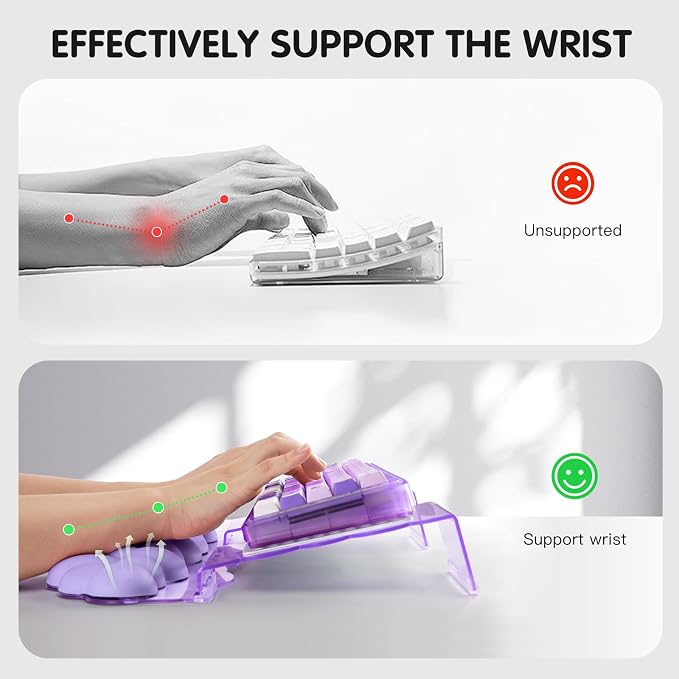 Purple Acrylic Keyboard Stand with Wrist Rest，Detachable/Adjustable Width | Ergonomic Cloud Wrist Rest Keyboard Support，Width Adjustment 9.7-16.8 in,for Laptop,Office Desk - Portable Comfortable Typing