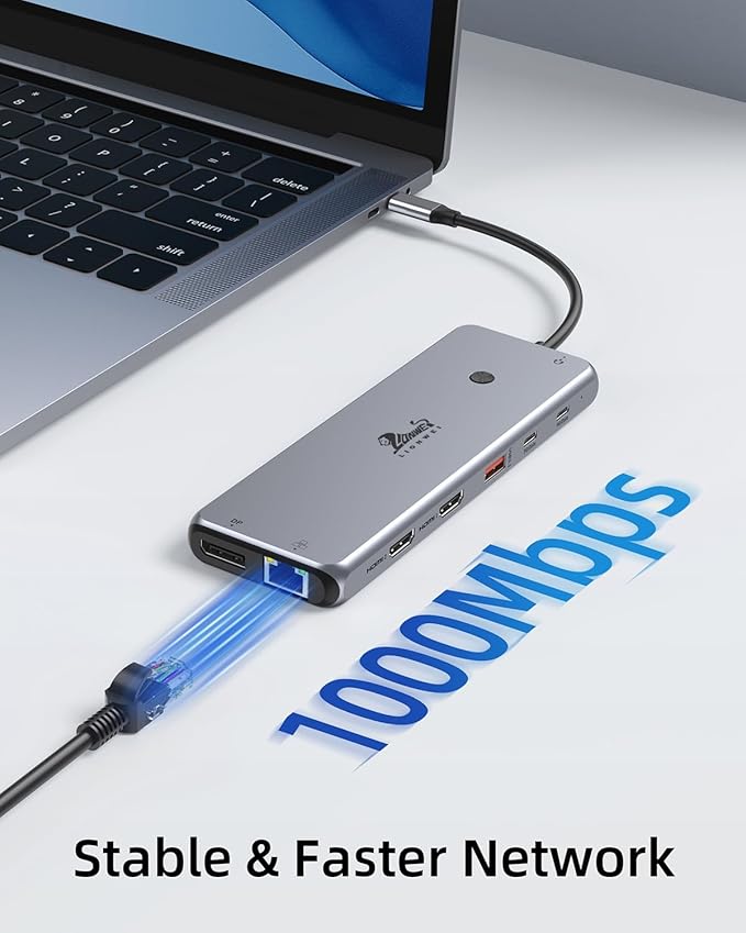 Laptop Docking Station 13 in 1, Dual Monitor Triple 4K Display, 8 USB C/A Ports, Ethernet, Audio, LIONWEI USB C Hub for MacBook,Dell,HP,Lenovo,Surface