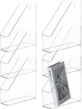 6Pcs Clear Acrylic Magazine File Holder Paper Document Organizer | Vertical File Folder Divider Box, Desktop Supplies Label Pockets Shelves Case,for Office Home School Desktop Stationary