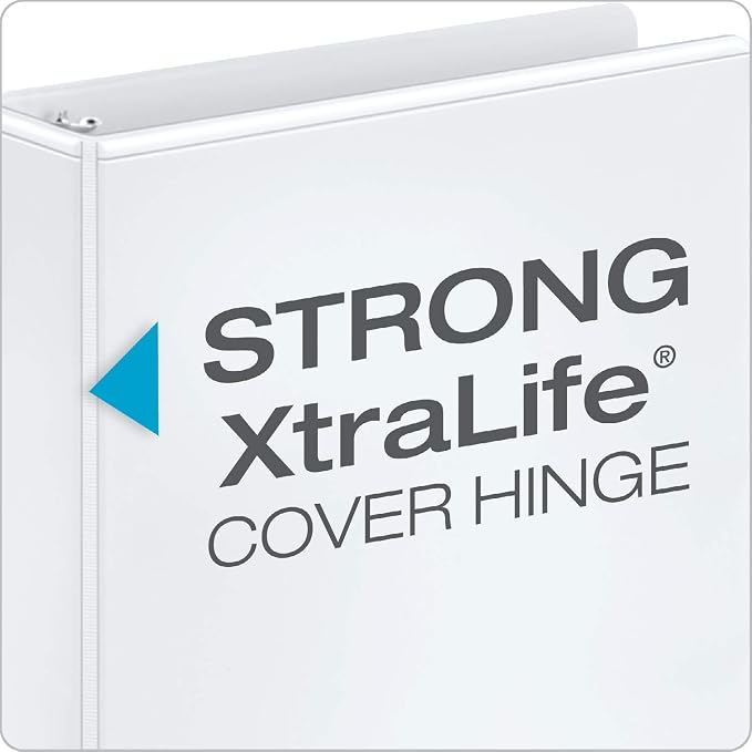 Cardinal 2 Inch 3 Ring Binders, White, 4 Pack, Round Ring Binder, Holds 475 Sheets, PVC Free, Customizable Covers, 2 Pocket View Binders for Office and School Organization