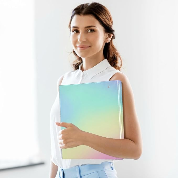 KLL 3 Ringed Notebook Binders 1.5 Inch Notebook Binders with Interior Pockets Pack of 1/2 School Binders 200 Sheets Rainbow Gradient