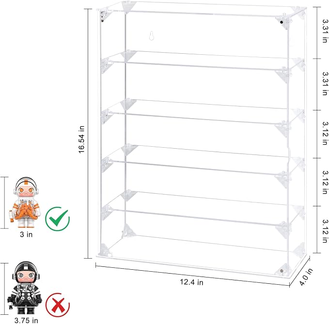 Acrylic Display Case, 5 Tier Clear Display Case for Mini Funko Pop Figures, Wall Mounted or Desktop Dustproof Display Cabinet Box for Collectibles Mini Toys Figurines Models Dolls (12.4x4x16.5 inch)