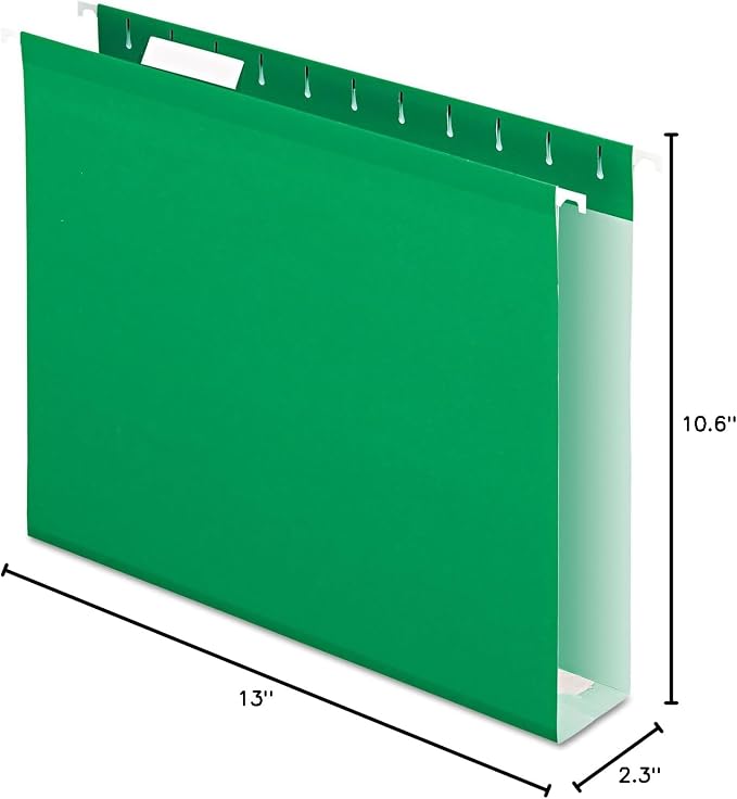 Pendaflex 04152X2 BGR Extra Capacity Reinforced Hanging Folders, Bright Green