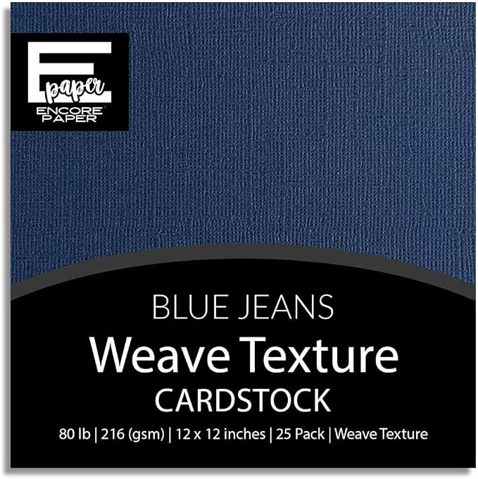 Blue Jeans —12x12 Textured Cardstock | 80lb Textured Blue Scrapbook Paper | Premium Cardstock for Cricut Cutting | 25 Sheets