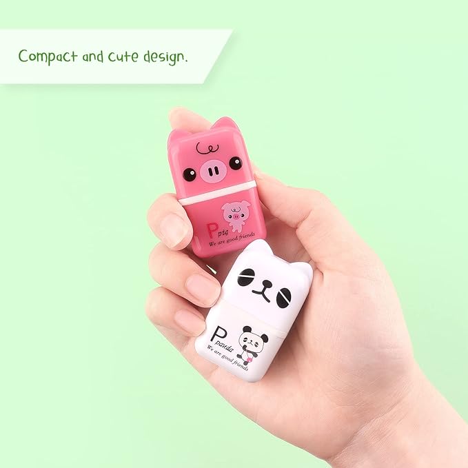 Tamaki 6 Pack Erasers for Kids, Cute Erasers with Cover and Roller, Pencil Rubber Eraser for Party Favors Gift Supplies (Model B)