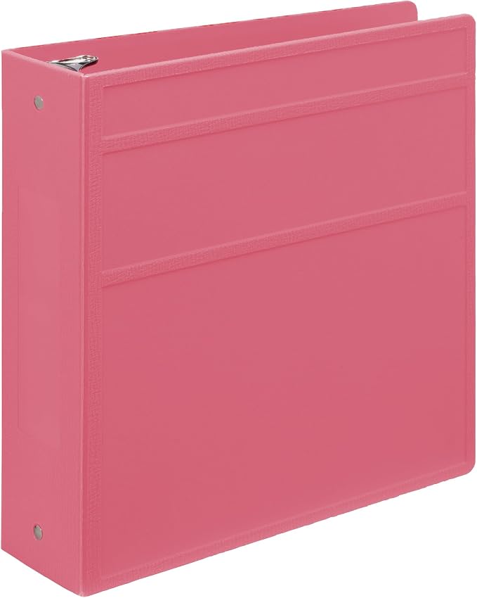Carstens 3-Inch Heavy Duty 3-Ring Binder - Side Opening, Bubblegum Pink, Durable Plastic, Precision No-Gap Rings, Waterproof Cover, No Pockets, Holds 400 Letter Sheets, BPA-Free, Made in USA (1708-3R)