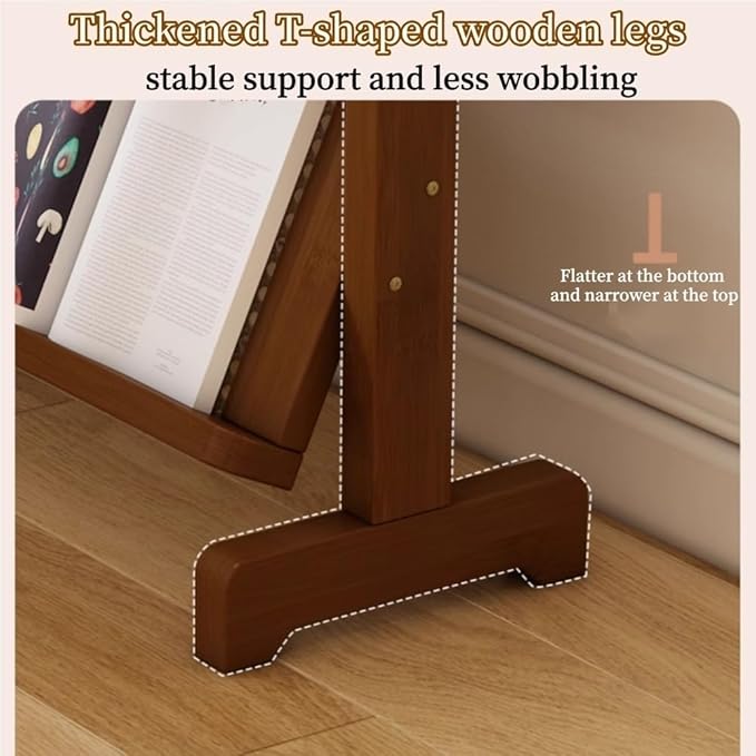 3-Tier Magazine Rack, Floor-Standing Magazine Holder, Bamboo Newspaper Stand, Brochure Display Stand, Book Shelf for Office, Study, Home, Furnishing(100cm-39.4in)