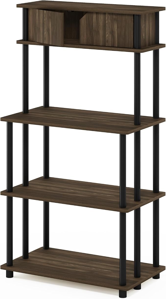 Furinno Turn-N-Tube Toolless Multipurpose Printer Stand Display Storage Shelf with Top Cabinet, Columbia Walnut/Black
